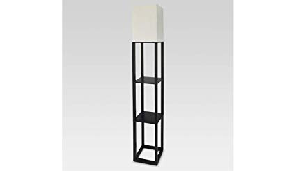 Threshold Shelf Floor Lamp with White Shade - Black