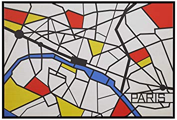 Pop Art Print of Paris Map in Primary Colors, 26" x 18"