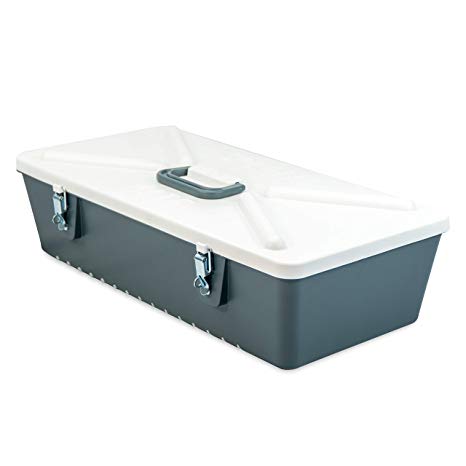 Special Mate Fishing Lure Tackle Box - Body Bait & Spoon Storage - Grey/White - Durable Hard Plastic with Metal Latches