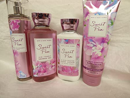 Bath & Body Works Sweet Pea Iridescent Gift Kit - Shower Gel, Body Lotion, Body Cream & Fragrance Mist