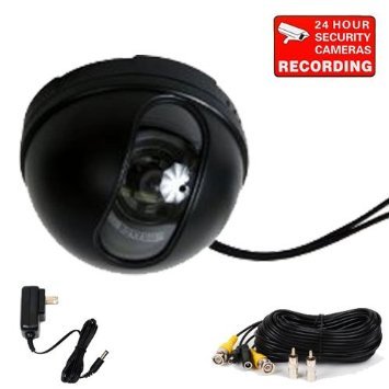 VideoSecu Built-in Sony Color CCD CCTV Dome Security Camera 3.6mm Wide View Angle Lens with Power Supply and Video Power Extension Cable for DVR Home Surveillance System 1OM