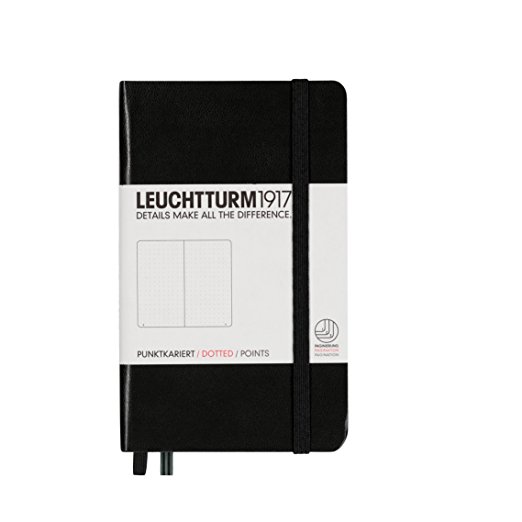LEUCHTTURM1917 333915 Notebook Pocket (A6), 185 numbered pages, dotted, black