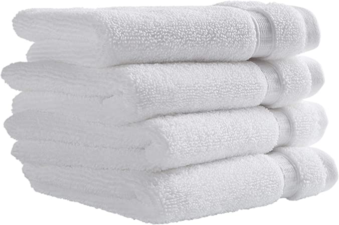 Rivet HygroCotton Cotton Washcloth Set, Set of 4, Bright White