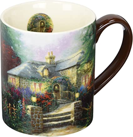 Lang Hollyhock House Mug by Thomas Kinkade, 14 oz, Multicolored