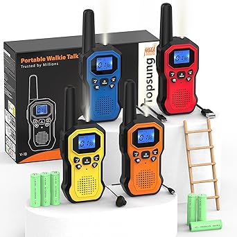 Walkie Talkies for Adults Long Range Two-Way Radios for Kids Rechargeable 4 Pack, Hiking Camping Accessories with Earpiece and Mic Set,USB-C,Lamp,iVOX,NOAA,SOS,Larger Battery,Clear Sound,Easy to Use