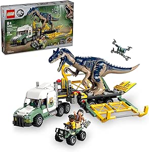 LEGO Jurassic World Dinosaur Missions: Allosaurus Transport Truck Toy, Fun Gift Idea for Kids with Kenji, Darius and Yaz Minifigures, Jurassic World Dinosaur Toy for Boys and Girls Ages 8 and Up 76966