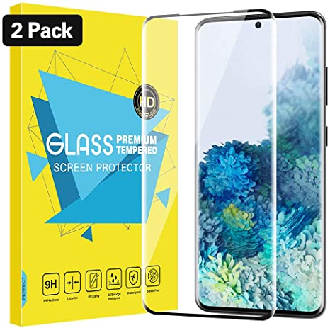 MoKo Compatible with Samsung Galaxy S20 Plus Screen Protector, [2-Pack] [Scratch Terminator] 9H Hardness 3D Full Curved Edge Tempered Glass Film fit Galaxy S20  5G 6.7 inch 2020 - Black