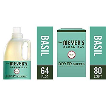 Mrs. Meyer's Laundry Set, Basil, 2 ct: Laundry Detergent (64 fl oz), Dryer Sheets (80 ct)