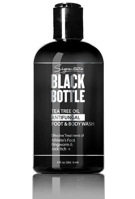 Black Bottle Antifungal Soap w Tea Tree Oil and Active Ingredient Proven Clinically Effective for Jock Itch Athletes Foot and Ringworm Treatment Helps Fight Body Acne Odor and More 9 oz 1 Bottle