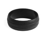 Silicone Wedding Ring for Athletic Active Men - Unique Double-debossed Silicone Wedding Band Design - Black or Gray