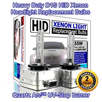 Heavy Duty D1S D1R HID Xenon Headlight Replacement Bulbs 35W High Low Beam (Pack of 2) (8000K Iceberg)