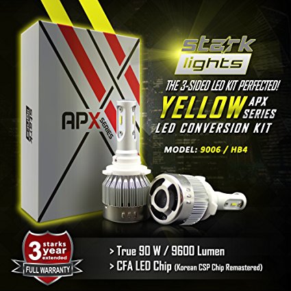 Stark APX 90W 9600LM LED Light 3000K Yellow High Power Kit - Low Beam / Fog Light Bulbs - 9006 / HB4