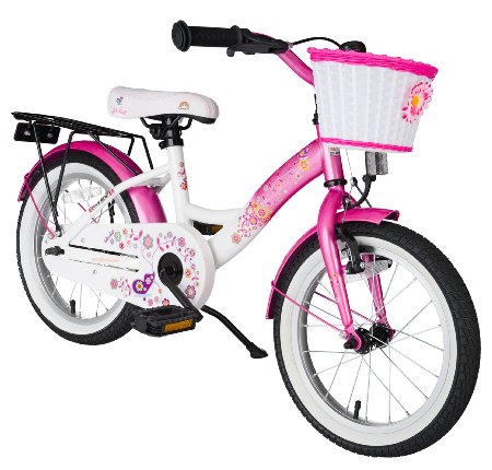 bike*star 40.6cm (16 Inch) Kids Children Girls Bike Bicycle Classic - Pink & White