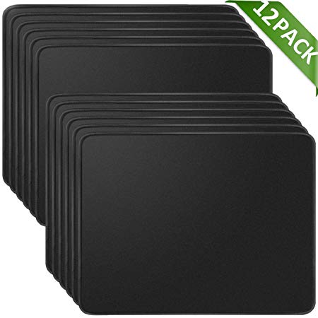 MROCO Mouse Pads Pack with Non-Slip Rubber Base, Premium-Textured and Waterproof Mousepads Bulk with Stitched Edges, Mouse Pad for Computers, Laptop, Office & Home, 11x8.5 inches, 3mm, 12 Pack, Black