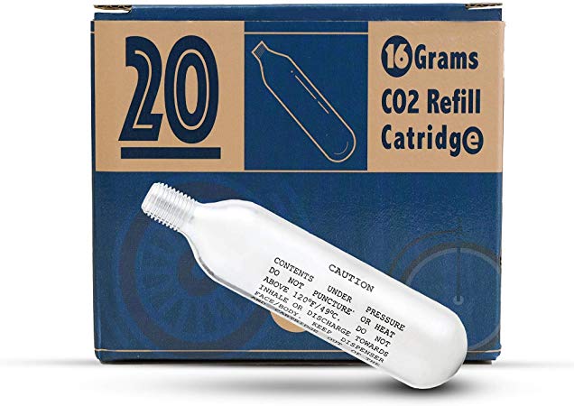 CyclingDeal 20 x 16g Threaded CO2 Cartridges Refills for Bike Bicycle Pump CO2 Inflator Heads - Great Refill for Mountain Or Road Bikes Tires