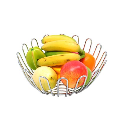 Chrome Fruit Bowl , Kitchen Sunny Flower Style Fruit Organizer by LivingAid
