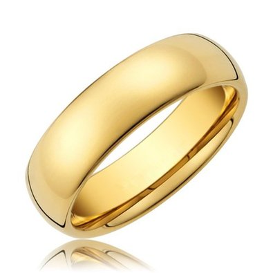 King Will 6mm 24k Gold Plated High Polished Comfort Fit Domed Tungsten Ring Wedding Band