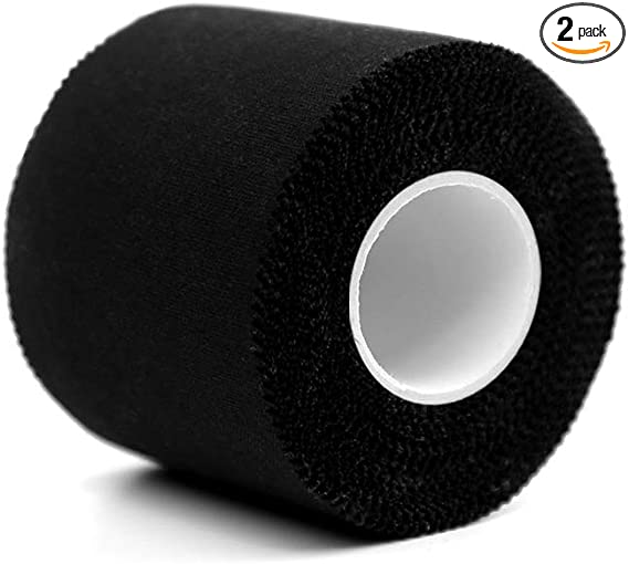 SOONGO Zinc Oxide Tape 5cm x 10m Black 2 Rolls Sports Strapping Athletic Tape Inelastic Provide Maximum Support Fixed Joint Good Viscosity Hypoallergenic