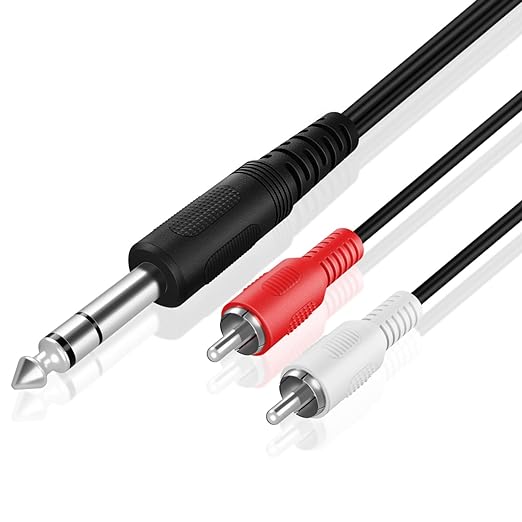 TNP Premium 1/4 Inch TRS to Dual RCA Audio Cable (10FT) - Male 6.35mm 1/4" TRS to 2RCA Connector Wire Cord Plug Jack