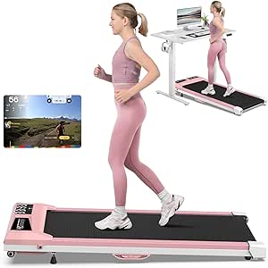 Walking Pad Treadmill, Upgraded Up to 6% Incline Walking Pad, Voice Controlled Under Desk Treadmill 300+LB Capacity Work with ZWIFT KINOMAP, Only 39LBS Portable Treadmill for Home,Office,Apartment