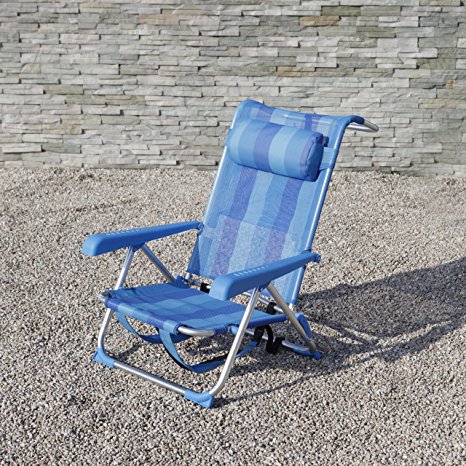 Grand Patio Outdoor Aluminum Backpack Beach Chair, Weather Resistant 8 Position Beach Lounge Chair, Folding Camping Chair with Storage Pouch and Towel Bar