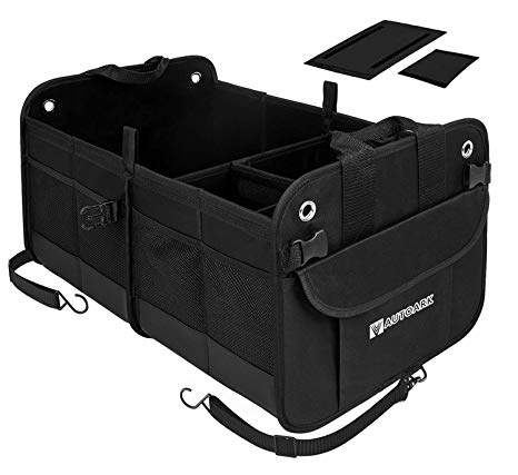 Autoark Multipurpose Car SUV Trunk Organizer with Straps,Durable Collapsible Cargo Storage,Waterproof Bottom With Velcro Strips & Rubber Foot Based to Prevent Sliding (New Version),AK-042
