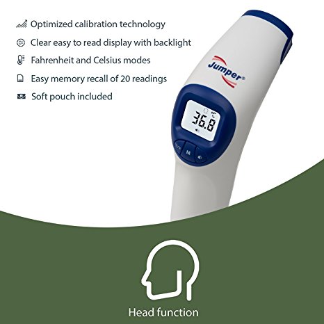 SENQIAO Jumper Forehead Thermometer Infrared Object Thermometer Back LCD Non Contact IR Baby Temperature for Children, Adult,Clinical Digital CE FDA Approved