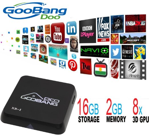 2016 New Arrival GooBang Doo First Generation XB-I Quad Core Android TV Box 2GB RAM 16GB ROM  4335 Wifi ModuleSupport 80211AC  Newest Kodi with All Preloaded Add-ons
