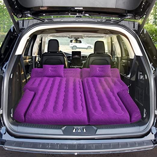 SUV Air Mattress Umbrauto Car Air Mattress 2022 Upgraded Flocking and Extra Thick Oxford Surface Car Sleeping Bed for SUV Back Seat with Electric Air Pump,3M Charging Cable, Car Strap Hanger