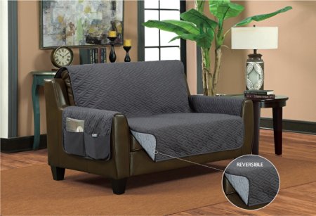 Bella Kline Reversible Sofa Furniture Protector, With 2 Storage Pockets - Grey / Light Grey
