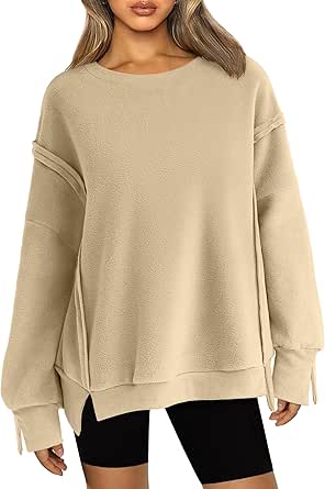 Zeagoo Women's Oversize Sweatshirts Reverse Seam Long Sleeve Crewneck Fleece Jackets Casual Pullover Fall Winter Coat 2024