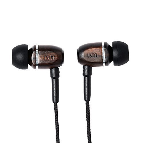 LSTN Bowerys Ebony Wood Noise Isolating Earbuds with In-line Microphone