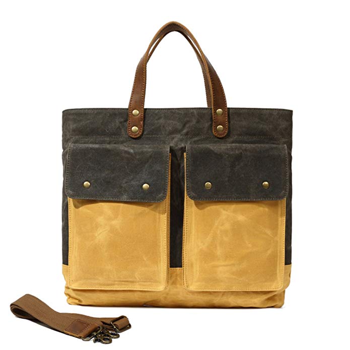 Canvas Leather crossbody tote bag-Large Handbag Messenger Travel Hand Carrry Waxed Shoulder bags