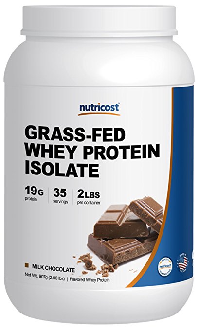 Nutricost Grass-Fed Whey Protein Isolate (Chocolate) 2LBS - Non-GMO, Gluten Free, Natural Flavors