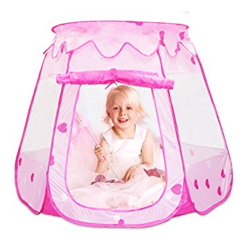Ball Pit, Easy Folding Princess Play Tent with Storage Bag, Pink (balls not included)