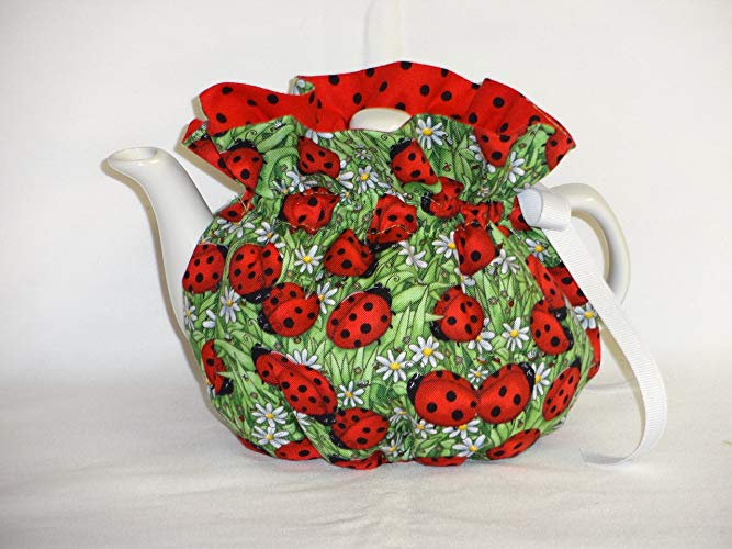 2 Cup Pretty Lady Bugs & Daisies Reversible Tea Pot Cozy
