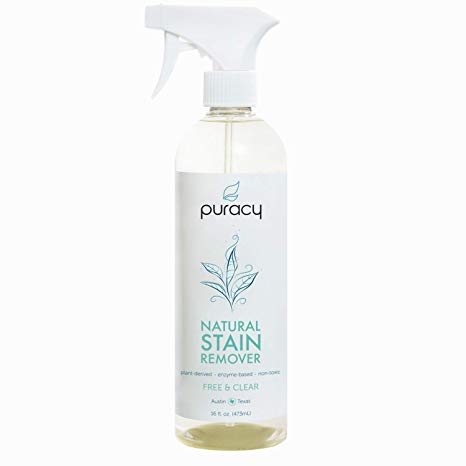 Puracy Natural Laundry Stain Remover, Enzyme-Based Spot Cleaner, Free & Clear ((1) 16 Ounce Spray Bottle)