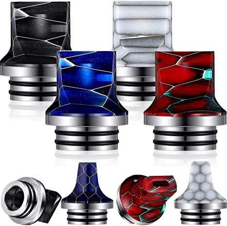 810 Drip Tip Replacement Resin Drip Tip Connector Honeycomb Standard Drip Tip Cover for Coffee Machine Favors Ice Maker (Black, White, Red, Dark Blue,4 Pieces)