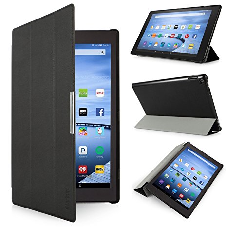iHarbort® Amazon Kindle Fire HD 10 2015 Case Cover, ultra thin light weight Leather Pouch Case skin Cover for Amazon Kindle Fire HD 10 2015 Case Cover 10.1 inch (2015 version), with auto sleep/wake-up function (Kindle Fire HD 10 2015, Black)
