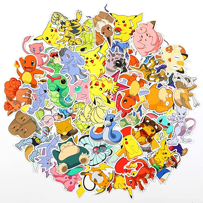 EKKONG 80PCS Pokemon Graffiti Stickers Pack, Cartoon Vsco Stickers for Kids Teens Adults, Waterproof Decals Vinyls for Phone, Laptop, Cars, Motorcycle, Bicycle, Skateboard, Suitcase