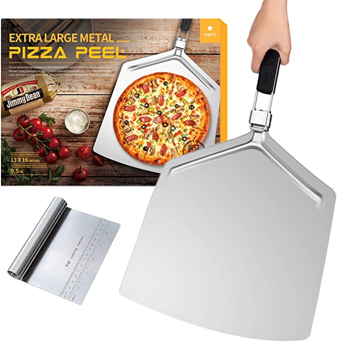 Large Pizza Peel 16 inch | DWTS Pizza Peel Extra Large Pizza Paddle Stainless Steel with Folding Handle for Indoor and Outdoor Pizza Oven.