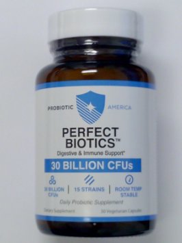 Perfect Biotics - 30 Billions CFUs 15 Extra Strains - Perfect Digestive Balance 30 Vegeterian Capsules