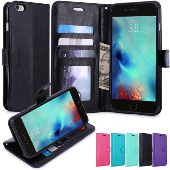 iPhone 6S Plus Case iPhone 6 Plus Case LK Luxury PU Leather Wallet Case Flip Cover with Card Slots and Stand For Apple iPhone 6S Plus  iPhone 6 Plus 55 Inch BLACK