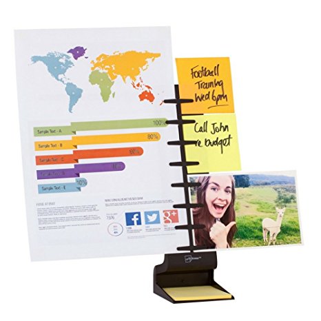 NoteTower Desktop Pro Black - Sticky Note Organizer and Paper Holder - Holds and Displays Copy Paper, Documents, Photos, Sticky Notes and Business Cards - Bonus 50 sheets 3x3 Sticky Notes