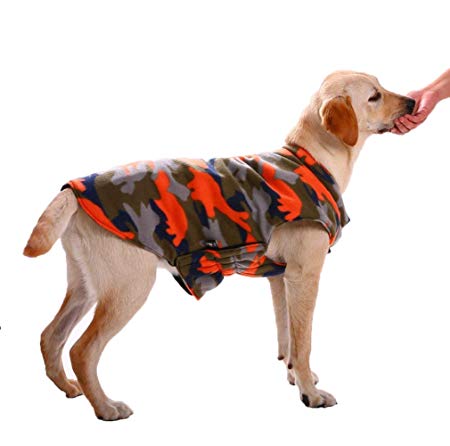 QBLEEV Reversible Dog Coat,Winter Autumn Pet Clothes Accessories for Large Medium Dogs by, Black/Orange Camo Adorable Simple Design,Ideal for Samoye Husky Folden Retriver
