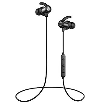 SoundPEATS Magnetic Wireless Earbuds Bluetooth Headphones Sport In-Ear IPX6 Sweatproof Earphones with Mic (Super sound quality Bluetooth 4.1, aptx, 8 Hours Play Time, Secure Fit Design) (black)