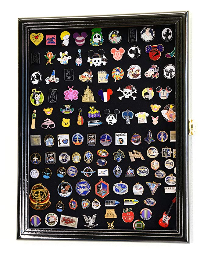 Lapel Pin Pins Display Case Cabinet Wall Rack Holder Disney Hard Rock Military Pins (Black Finish)