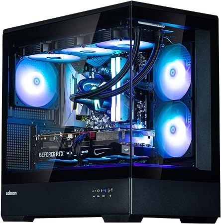 Zalman - P30 Micro-ATX Tower - 3 x 120mm ARGB Fans Pre-Installed - Panoramic View, Frameless Tempered Glass Front & Side Panel with Type C Port and USB 3.0, Black