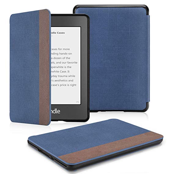 OMOTON Kindle Paperwhite Case (10th Generation-2018), Smart Shell Cover with Auto Sleep Wake Feature for Kindle Paperwhite 10th, Denim Blue