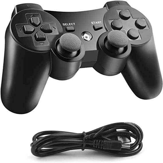 JAMSWALL Wireless Controller Compatible with PS-3 Play-station 3, Wireless Bluetooth Joystick with Charger Cable Cord